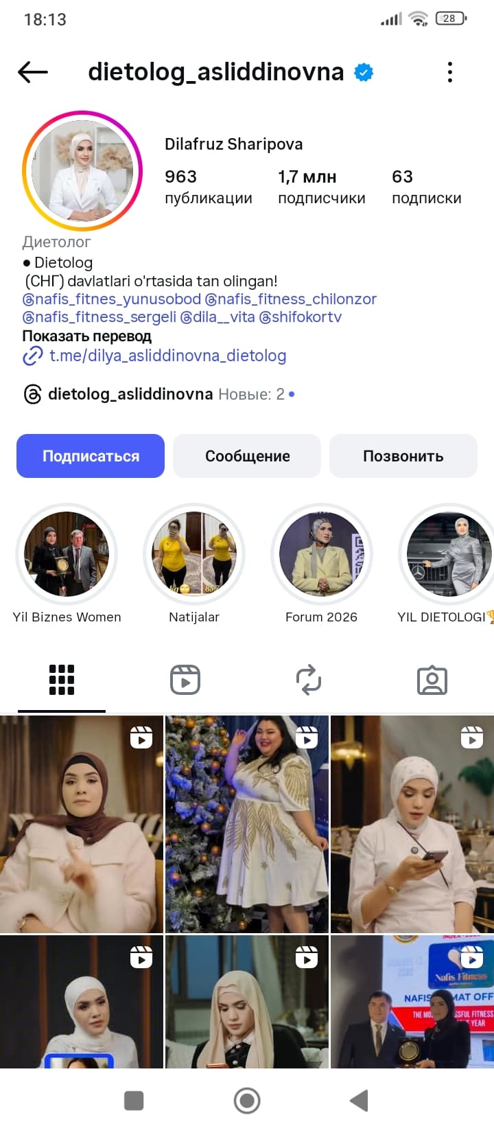 SNG da tam olingan dietolog Asliddinova