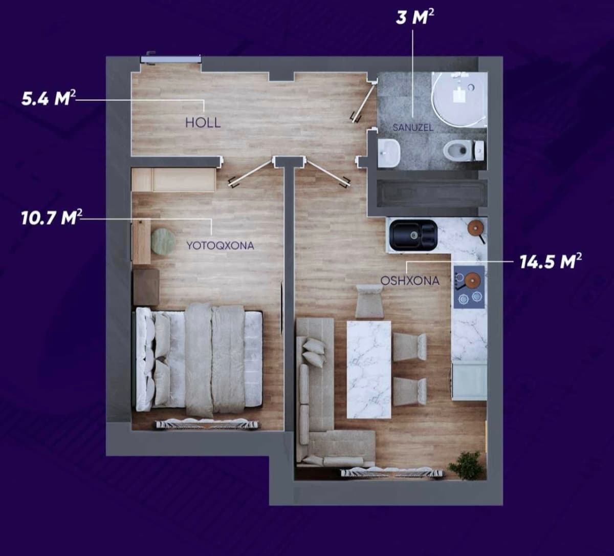 ЖК Charogon_houses, 3-к квартира 80м2, Тошкент вил, Салар кўча