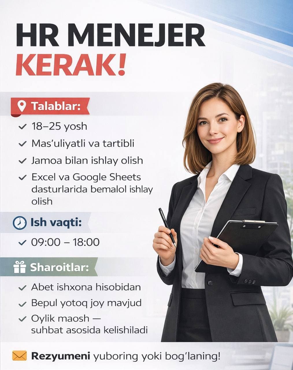 hr xodim kerak