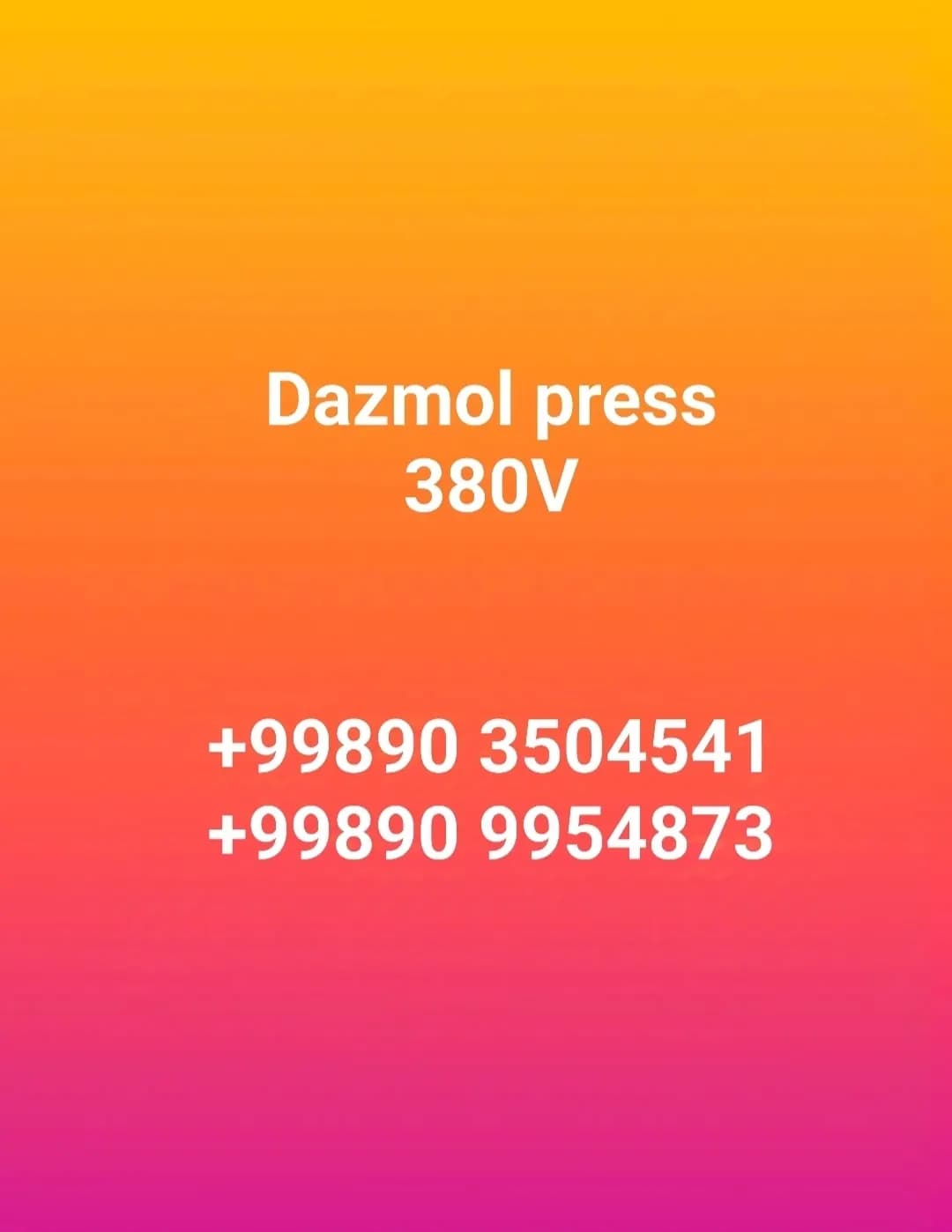 Dazmol press 380V da ishlidi