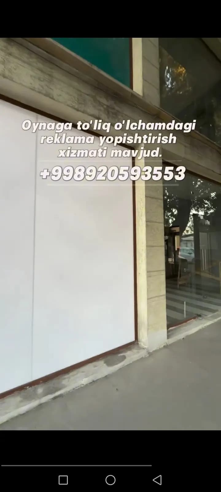 Oynaga reklama yopishtirish