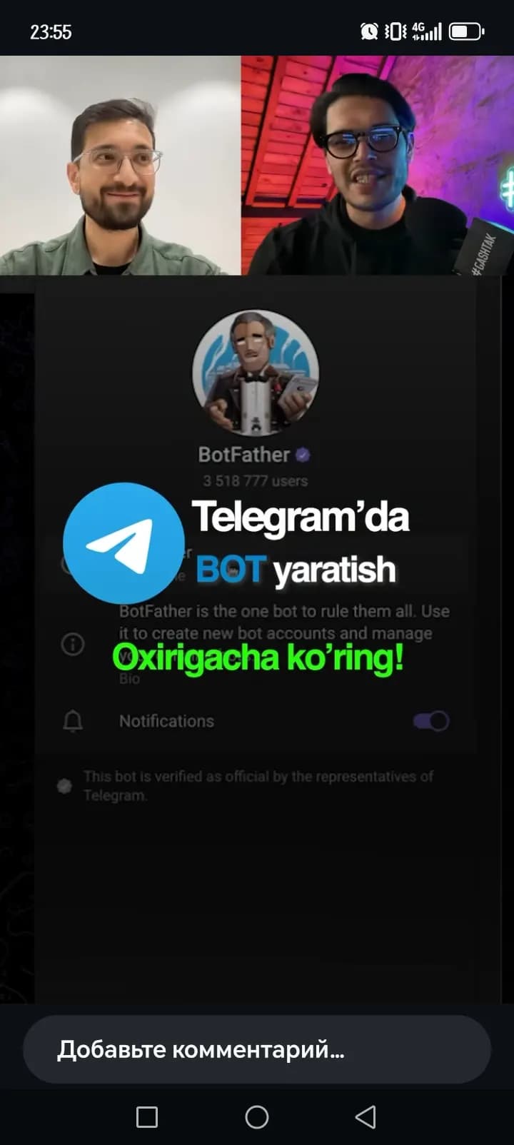 Telegram bot yaratish
