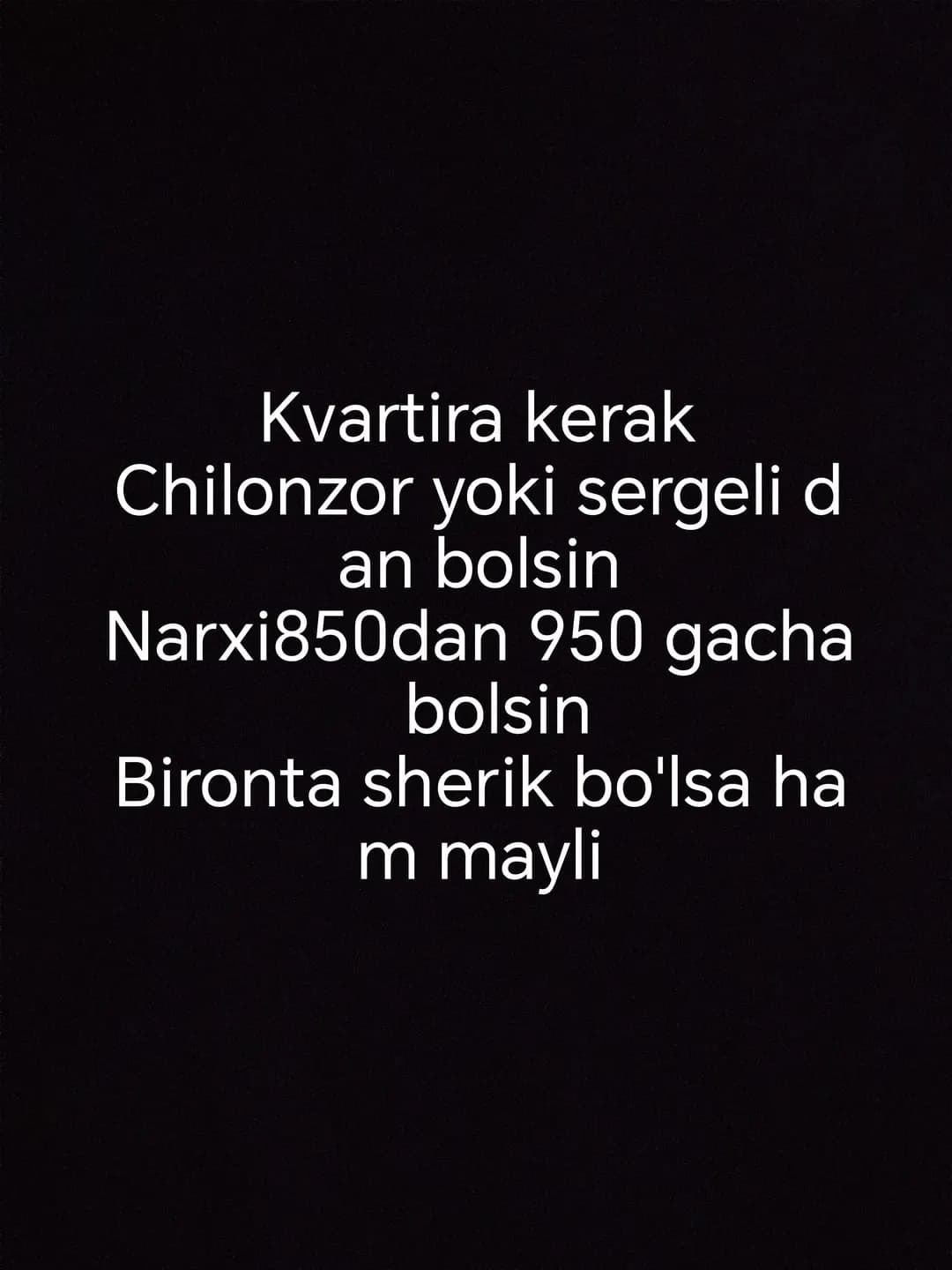 o'g'il bola sherik kerak