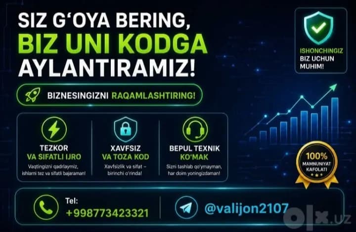 Telegram bot va veb sayt yaratish xizmati