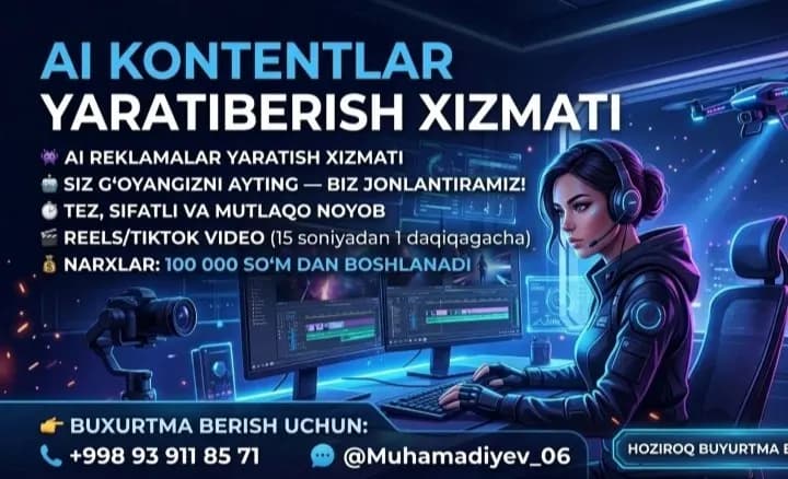 AI kpntent videolar yaratish xizmati