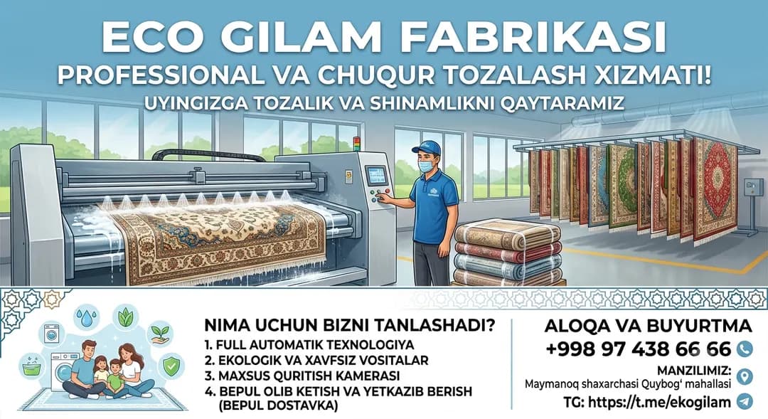 Eco gilam yuvish xizmati 🌿