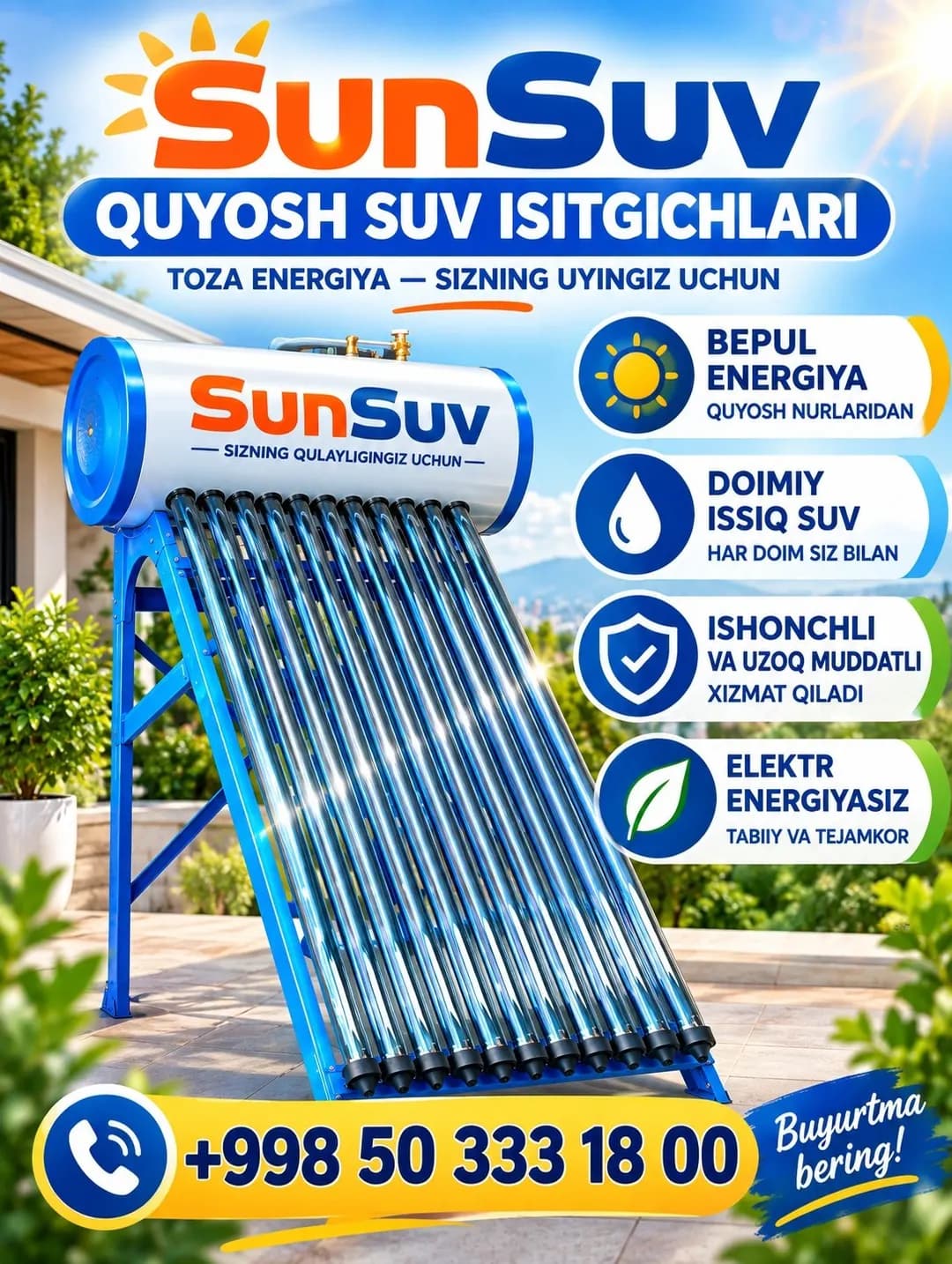 quyoshli suv isitgich