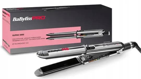 Профессиональный выпрямитель волос BaByliss PRO Elipsis BAB3000EPEутюжок с электронным терморегуляторомМакс. мощность 55 ВтМакс. температура нагрева 230 °СПокрытие рабочей поверхности ГальваническоеКоличество температурных режимов 5