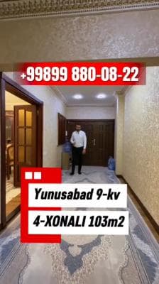 Bank binosida joylashgan 4 xonali kvartira sotiladi.